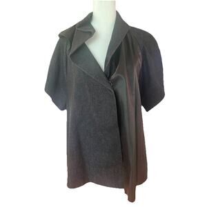 Nima Black Grey Ruffle Cotton 100% Lambskin Leather Jacket 6 NWOT